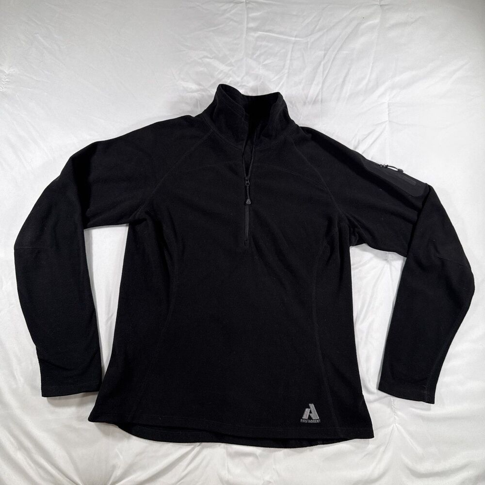 Eddie Bauer First Ascent Mountaineering black womens quarter-zip fleece pullover